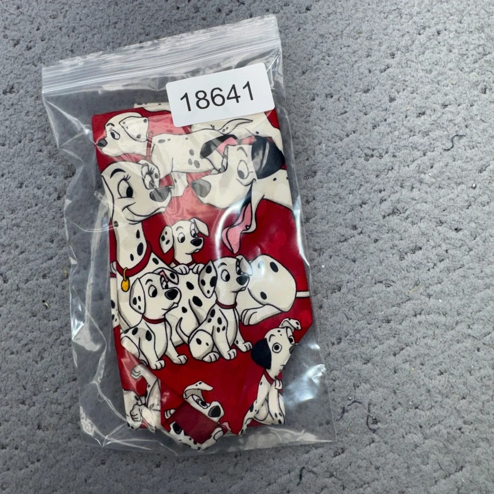Mickey Inc Tie Disney 101 Dalmatians Silk Red Puppy Dogs Fun Cartoon Novelty Vtg
